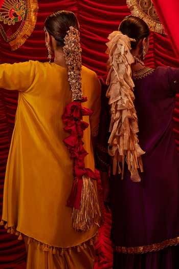 Alam By Tulsi Patel Neysa Embroidered Tunic & Draped Skirt Set 