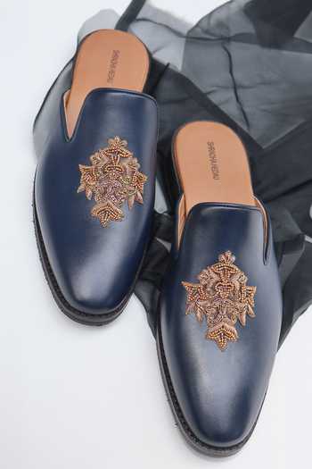 Shradha Hedau Footwear Couture Shaurya Crest Embroidered Slip-on Mules 