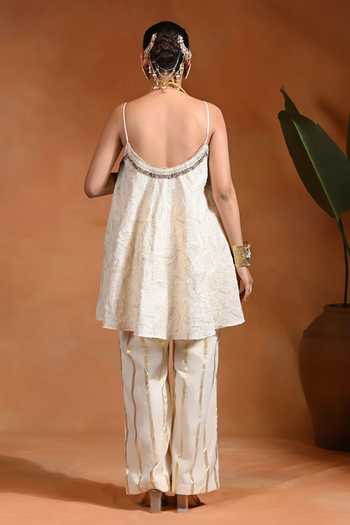 Rishi and Vibhuti Antique Ivory Kurta & Pant Set 