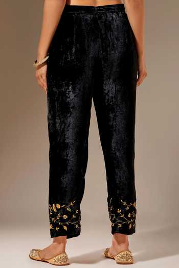 Anantaa By Roohi Velvet Floral Embroidered Palazzo Pant 