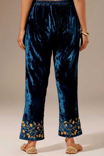 Anantaa By Roohi Velvet Embroidered Placed Palazzo Pant 
