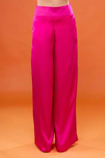 Buy_Anamika Khanna_Fuchsia Round Neck Embroidered Cape Pant Set _Online_at_Aza_Fashions
