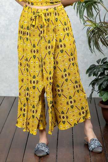 Buy_Rhe-Ana_Yellow Patola Print Miranda Pant _Online_at_Aza_Fashions