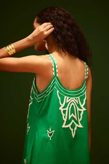 Indian Summer Story Flame Thread Embroidered Dress 