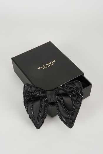 SALIL BHATIA Black Satin Hand Embellished Bow Tie Online at Aza Fashions SALIL BHATIA_Black Satin Hand Embellished Bow Tie _Online_at_Aza_Fashions