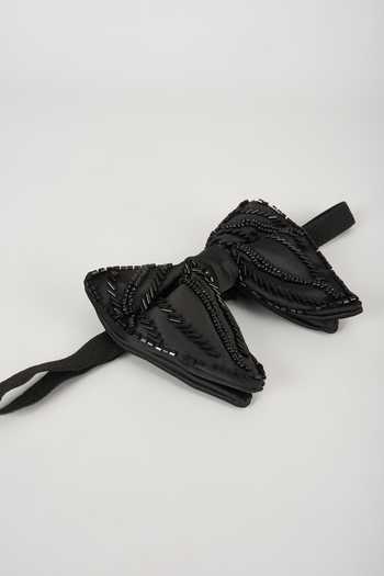 Buy SALIL BHATIA Black Satin Hand Embellished Bow Tie Online at Aza Fashions Buy_SALIL BHATIA_Black Satin Hand Embellished Bow Tie _Online_at_Aza_Fashions