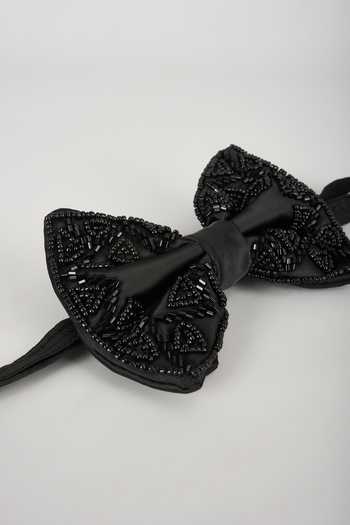 SALIL BHATIA_Black Hand Embellished Bow Tie _Online_at_Aza_Fashions