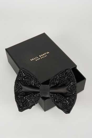 Buy_SALIL BHATIA_Black Hand Embellished Bow Tie _Online_at_Aza_Fashions