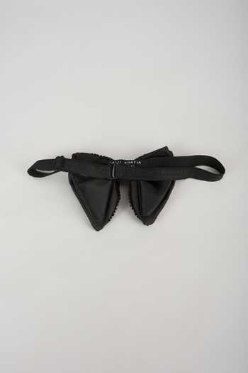 SALIL BHATIA Hand Embellished Black Satin Bow Tie 