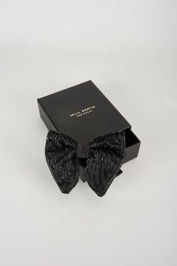 SALIL BHATIA Black Hand Embellished Satin Bow Tie Online at Aza Fashions SALIL BHATIA_Black Hand Embellished Satin Bow Tie _Online_at_Aza_Fashions