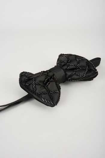 SALIL BHATIA_Black Hand Embellished Bow Tie _Online_at_Aza_Fashions