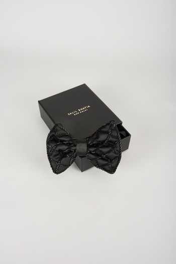 Buy_SALIL BHATIA_Black Hand Embellished Bow Tie _Online_at_Aza_Fashions