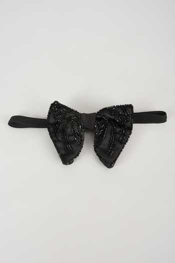 SALIL BHATIA Satin Hand Embellished Bow Tie 
