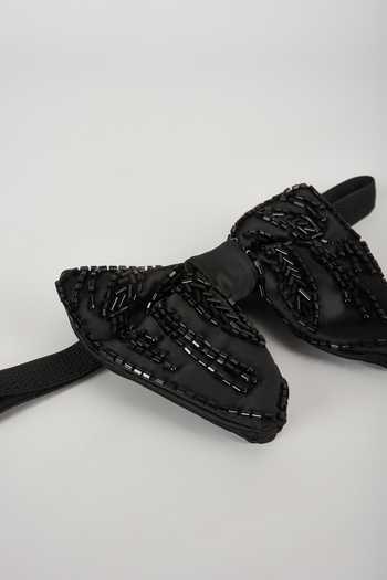 SALIL BHATIA_Black Satin Hand Embellished Bow Tie _Online_at_Aza_Fashions