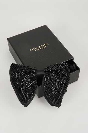 Buy SALIL BHATIA Black Hand Embellished Satin Bow Tie Online at Aza Fashions Buy_SALIL BHATIA_Black Hand Embellished Satin Bow Tie _Online_at_Aza_Fashions