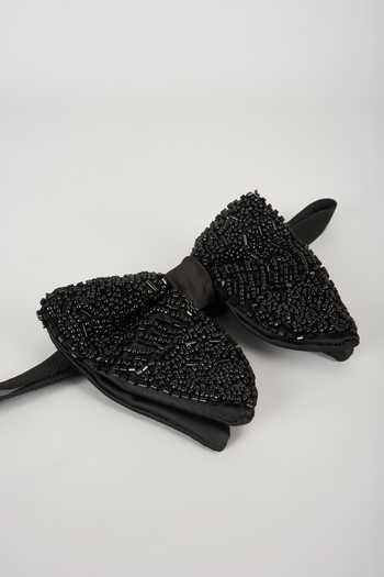 SALIL BHATIA Black Satin Hand Embellished Bow Tie Online at Aza Fashions SALIL BHATIA_Black Satin Hand Embellished Bow Tie _Online_at_Aza_Fashions