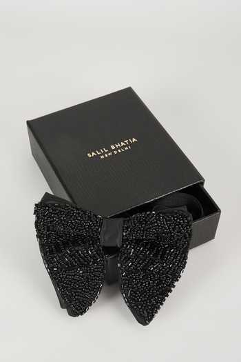 Buy SALIL BHATIA Black Satin Hand Embellished Bow Tie Online at Aza Fashions Buy_SALIL BHATIA_Black Satin Hand Embellished Bow Tie _Online_at_Aza_Fashions