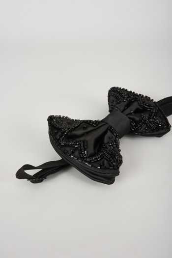SALIL BHATIA Black Hand Embellished Satin Bow Tie Online at Aza Fashions SALIL BHATIA_Black Hand Embellished Satin Bow Tie _Online_at_Aza_Fashions