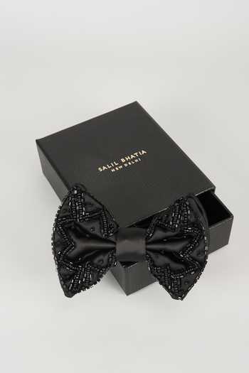 Buy SALIL BHATIA Black Hand Embellished Satin Bow Tie Online at Aza Fashions Buy_SALIL BHATIA_Black Hand Embellished Satin Bow Tie _Online_at_Aza_Fashions