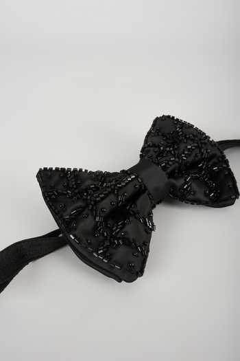 SALIL BHATIA_Black Hand Embellished Bow Tie _Online_at_Aza_Fashions