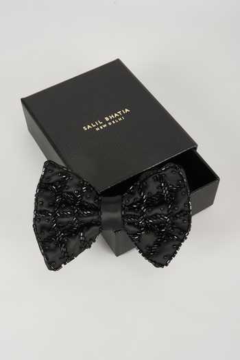Buy_SALIL BHATIA_Black Hand Embellished Bow Tie _Online_at_Aza_Fashions