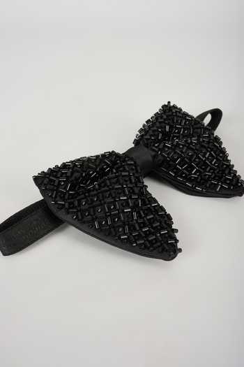 SALIL BHATIA_Black Hand Embellished Bow Tie _Online_at_Aza_Fashions