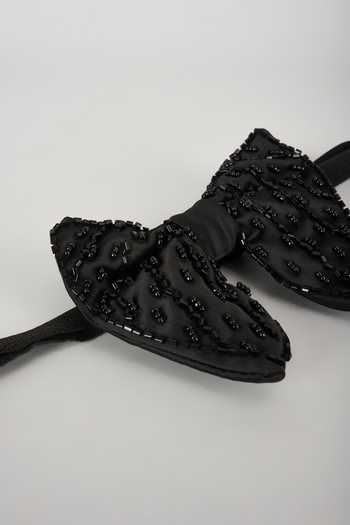 SALIL BHATIA Black Satin Hand Embellished Bow Tie Online at Aza Fashions SALIL BHATIA_Black Satin Hand Embellished Bow Tie _Online_at_Aza_Fashions