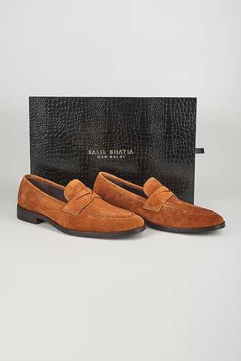 Buy SALIL BHATIA Brown Tan Suede And Leather Penny Loafers Online at Aza Fashions Buy_SALIL BHATIA_Brown Tan Suede And Leather Penny Loafers _Online_at_Aza_Fashions