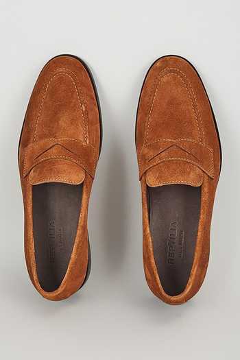 SALIL BHATIA Tan Suede & Leather Penny Loafers 