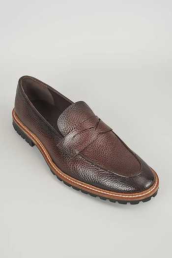 SALIL BHATIA Chocolate Brown Pebbled Leather Loafers 