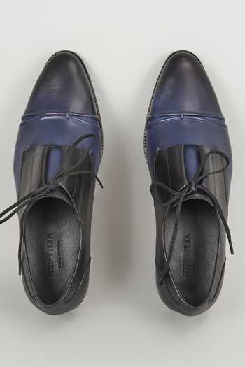 Salil Bhatia Leather Hand Patina Cap Toe Shoes 