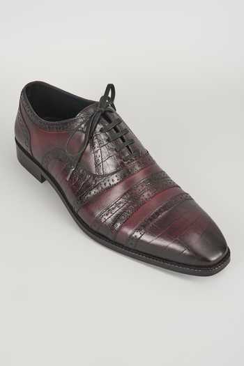 SALIL BHATIA Croc Embossed Brogue Oxford Shoes 