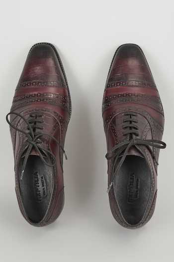 SALIL BHATIA Croc Embossed Brogue Oxford Shoes 