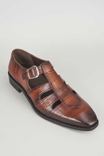 SALIL BHATIA Croc Embossed Sandals 