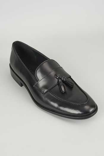 SALIL BHATIA Black Topgrain Leather Loafer Shoes 