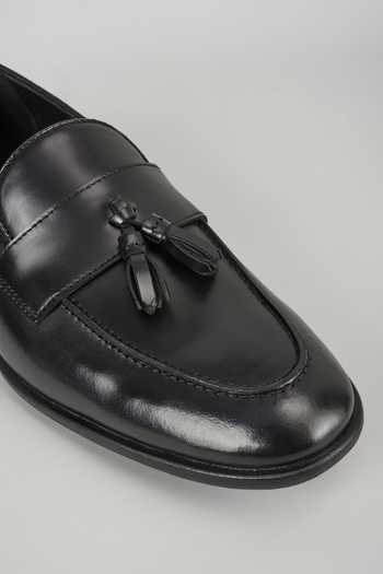Buy_SALIL BHATIA_Black Topgrain Leather Loafer Shoes _Online_at_Aza_Fashions