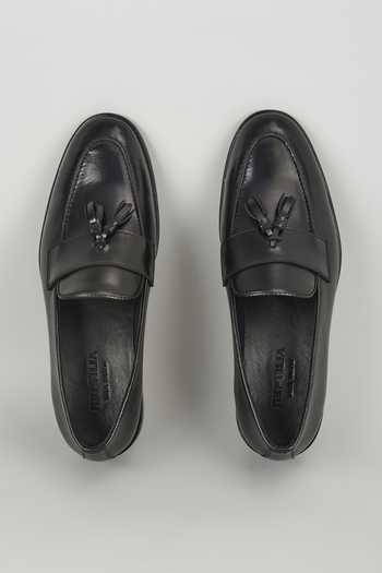 SALIL BHATIA Black Topgrain Leather Loafer Shoes 