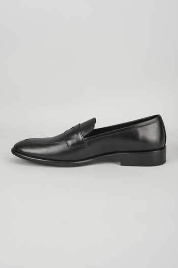SALIL BHATIA_Black Leather Penny Loafer Shoes _Online_at_Aza_Fashions