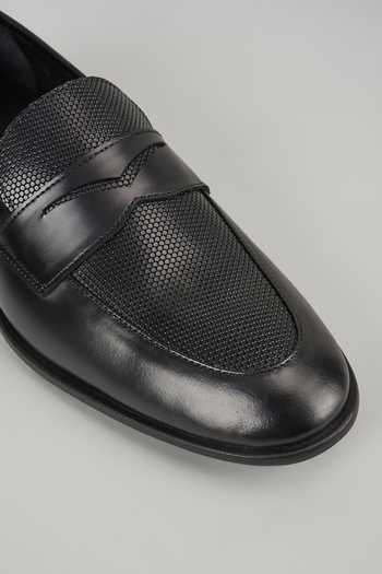 Buy_SALIL BHATIA_Black Leather Penny Loafer Shoes _Online_at_Aza_Fashions