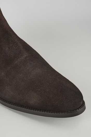 Buy_SALIL BHATIA_Brown Embossed Leather Chelsea Boots _Online_at_Aza_Fashions