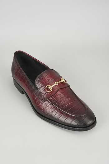 SALIL BHATIA Croc Embossed Leather Loafers 