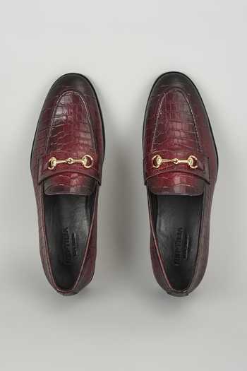 SALIL BHATIA Croc Embossed Leather Loafers 