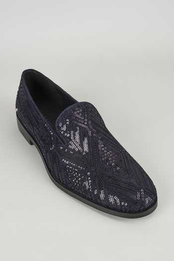 SALIL BHATIA Leather Sequin Embellished Loafers 