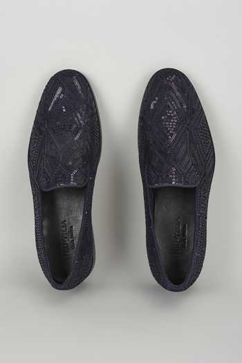 SALIL BHATIA Leather Sequin Embellished Loafers 