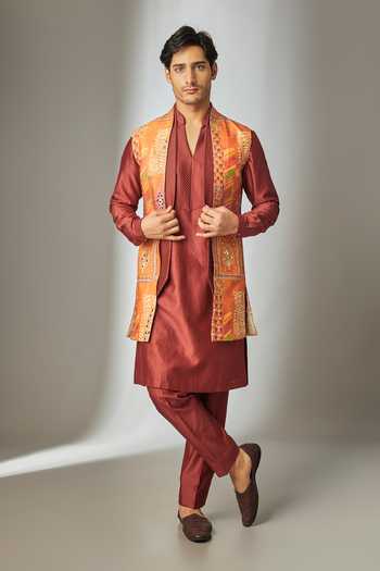 SALIL BHATIA Printed Nehru Jacket & Kurta Set 