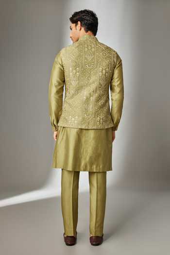 Salil Bhatia Silk Chanderi Nehru Jacket Set