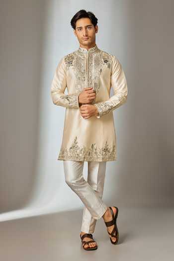 Salil Bhatia Silk Zari Embroidered Kurta Set 