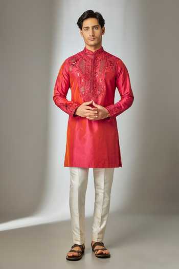 SALIL BHATIA Silk Thread Embroidered Kurta Set 