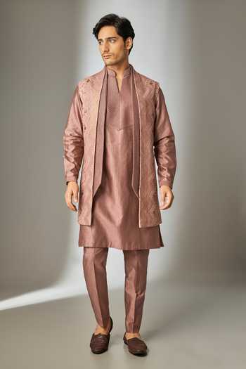 SALIL BHATIA Thread Embellished Jacket & Kurta Set 