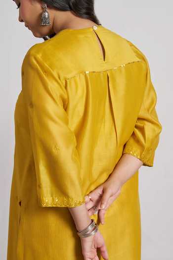 Vaaya Sarson Yellow Silk Chanderi Kurta 